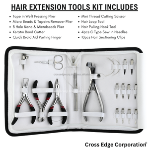 Wholesale Hair Extension Tools <b>Kit</b> Tape in Weft Pressing Plier Micro <b>Bead</b> Crimping and Tape in Remover Plier Stainless Steel - Product Image 2