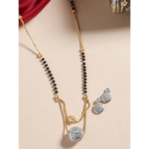 Collar Mangalsutra con una Sola Bola y Cuentas Finas - Product Image 1