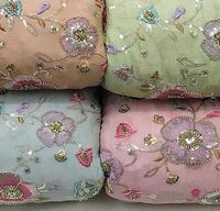 Tissu de broderie en georgette de renard de qualité supérieure, orné de perles, fait main, pour robes de luxe et saris de mariage