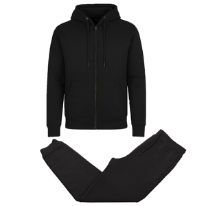 Ensemble 2 pièces pour homme, sweat à capuche et jogging en polyester/coton doublé de polaire, fermeture éclair intégrale, hiver - Product Image 2