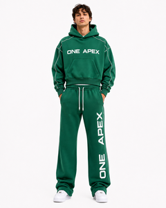 Ensemble de survêtement personnalisé pour femme : sweat à capuche court et pantalon de jogging large en coton épais de qualité supérieure, tenue de sport deux pièces - Product Image 3