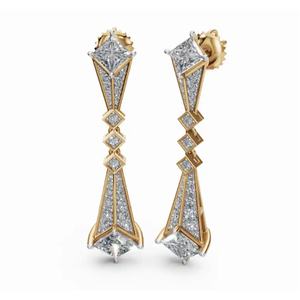 Boucles d'oreilles exclusives en or 14 carats, design nébuleuse céleste, princesse et taille ronde, bijoux cultivés en laboratoire, vente en gros - Product Image 4