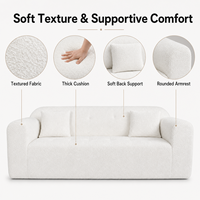 Maßgefertigtes Weißes 3-Sitzer Komprimiertes Sofa Moderner Strukturierter Stoffbezug Umweltfreundlich Modular für Wohnzimmer Apartment Hotel