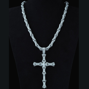 New Arrival Custom Hip Hop Men's Pendant Necklace 925 <b>Silver</b> <b>Cross</b> GRA Certificated Moissanite Tennis <b>Chain</b> Link Customizable - Product Image 1