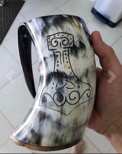 Viking personnalisable or jante bière tasse eau potable corne pour les fêtes sculpté à la main noël poli étanche Faizacraft - Product Image 5