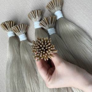 2025 vente en gros de kératine vierge Remy I pointe couleur droite naturelle cuticule brute alignée Extensions de cheveux humains russes - Product Image 1