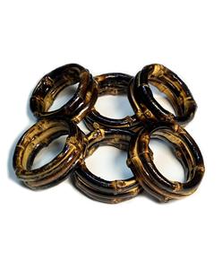 Handcrafted Bamboo Napkin Rings Set of 6 Personalized Table Serving Decor Carbonized - Product Image 1