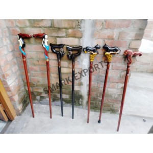 Gậy đi bộ bằng gỗ thời trang với tác phẩm điêu khắc vẽ tay hỗ trợ công thái học cho người già cần hỗ trợ - Product Image 5