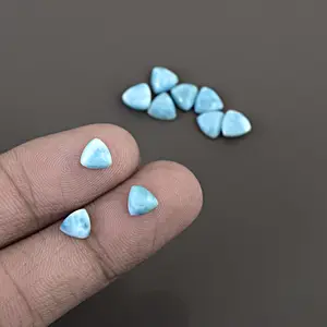 3-21 MM Triangle Shape Natural Larimar Gemstone Ring Wholesale Loose Cabochon Cut Calibrated Blue Stone For Jewelry Making