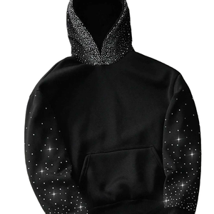 Sweat à capuche vintage en molleton d'hiver avec fermeture éclair en diamant de luxe de haute qualité personnalisé 100% coton Streetwear - Product Image 4