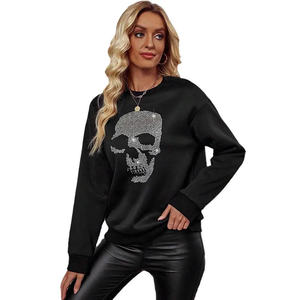 Wholesale Custom Logo <b>Drop</b>-Shoulder Hoodies for Woman Oversized <b>Drop</b>-Shoulder Rhinestone Hoodie Winter Hoodies for Ladies - Product Image 3