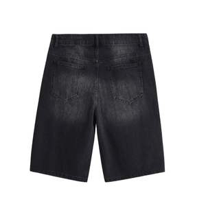 Noir lavé taille haute hommes décontracté coton été Streetwear coupe droite élégant confortable Denim Shorts - Product Image 5