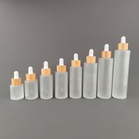 Impression de logo personnalisé, flacons compte-gouttes en verre givré noir mat avec bouchon en bois de bambou, 15 ml, 30 ml