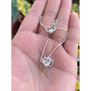 14K Gold 18K Rose Gold Plated 925 Silver Clear Quartz Heart Chain <b>Bracelet</b> Rhodium Tennis Religious Featuring Diamond Pearl - Product Image 4