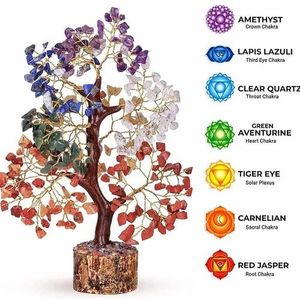 Best Seven Chakra Gemstone Crystal Chips Feng Shui Tree for Vastu Figurine Reiki Healing Meditation And Home Decor For India - Product Image 5
