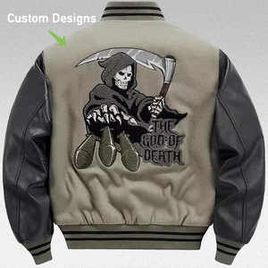 แจ็กเก็ตเบสบอลวิทยาลัยไซส์ใหญ่พิเศษสำหรับผู้ชายมาใหม่ฤดูหนาวปักลายด้วยกำมะหยี่ขนแกะอักษร - Product Image 2