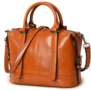 Elegante Bolso Tote de Cuero Genuino para Mujer, Color Sólido, Cierre de Cremallera, Uso Diario, Bolso Bandolera, Todas las Temporadas - Product Image 1