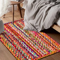 Multi Color Chindi Braid Rag Rug Boho Farmhouse Rustic Area Rug Handwoven Reversible Natural Recyclé Cotton