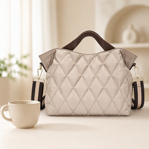 Diamond Quilted Women's <b>Tote</b> <b>Bag</b> Lightweight <b>Waterproof</b> Nylon Shoulder Handbag - Product Image 3