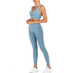Ensemble de yoga durable de meilleure qualité pour femmes Leggings à taille élastique à séchage rapide Taille moyenne Motif solide Couleur unie Ensemble de yoga grande taille - Product Image 1