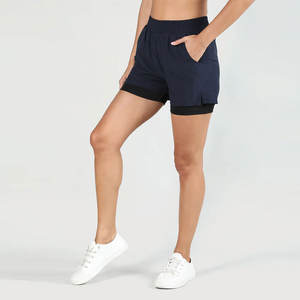 Custom Material Made Women Double Layer <b>Shorts</b> / 100% Breathable And Quick Dry Fabric Women Double Layer <b>Shorts</b> - Product Image 3