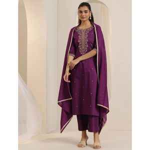 LANZAMIENTO NUEVO DISEÑADOR FESTIVE WEAR KURTA PENT CON DUPATTA TELA ROMANA SEDA CON BORDADO TRABAJO - Product Image 1