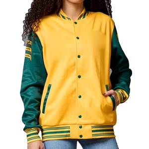 2025 Top Trending Custom Women Varsity Jacket Manga larga de cuero Transpirable Lana Invierno Venta al por mayor Chaquetas cortas 2025 - Product Image 1