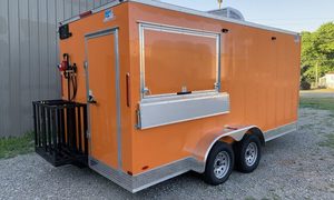 Remolque de Comida Móvil Naranja con Compartimentos Aislados y 220V para Servicio de Helados y Hot Dogs - Product Image 4