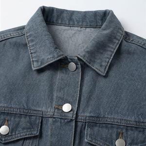 Premium Customized Color Denim Jacket Women Size Long Bike <b>Coat</b> Button Winter Raw Suppliers Washed Technics Fashion Trendy - Product Image 4