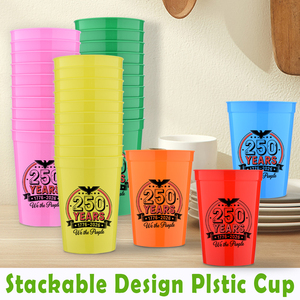 Gobelets de stade réutilisables en plastique givré de 12 oz, personnalisés et sur mesure, pour le 4 juillet, souvenir du 250e anniversaire des États-Unis, vente en gros - Product Image 2