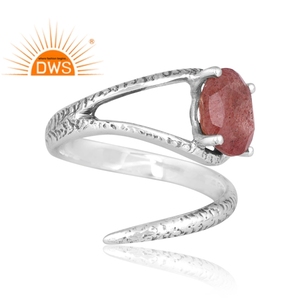 แหวนบิดอัญมณีควอตซ์ธรรมชาติสเตอริโอเงินออกซิไดซ์ดีไซน์ล่าสุดผู้ผลิตเครื่องประดับแบบกำหนดเอง - Product Image 3