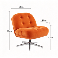 Fauteuil d'appoint pivotant moderne capitonné en velours pour salon et chambre à coucher