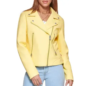 Mode populaire automne manteaux vestes en cuir Pu femmes vestes en cuir pour dames nouvelles dernières conceptions personnalisées femmes veste en cuir - Product Image 5