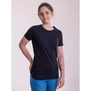 T-shirt personnalisé pour femme en tissu slub avec revers – Article promotionnel personnalisable - Product Image 1