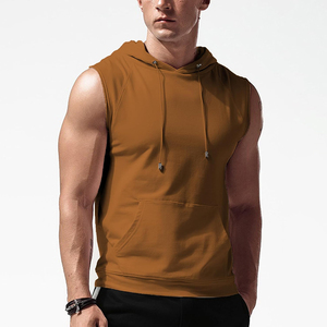Vente en gros de remise directe d'usine Débardeur à capuche de gymnastique personnalisé pour hommes Sweat à capuche pour hommes vierge tricoté respirant - Product Image 5