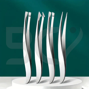Slanted Tweezers Set Stainless Steel Durable Eyebrow & Beard Grooming Kit with Case Cosmetic <b>Tools</b> for Eyebrow Trimming & <b>Makeup</b> - Product Image 3