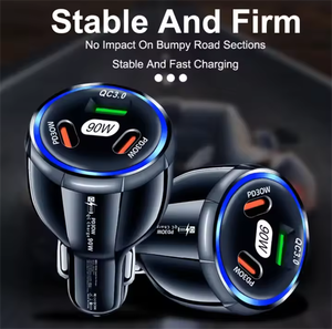 ที่ชาร์จในรถยนต์ PD 90W รุ่นขายดี พกพาสะดวก ชาร์จเร็ว QC <span class=keywords><strong>3</strong></span>.0 ช่องเสียบคู่ PD Type-C <span class=keywords><strong>3</strong></span> พอร์ต ป้องกันไฟไหม้ สำหรับโทรศัพท์มือถือ - Product Image 6