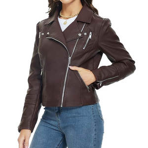 Chaqueta de cuero de mujer teñida Lisa precios al por mayor chaquetas de cuero de mujer recién llegadas MOQ bajo a la venta - Product Image 3
