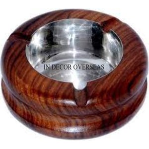 Most Selling Mango Wooden Made Round Shape Table Centerpiece Cigar <b>Ashtray</b> For Hotel And Restaurant From IN Decor Overseas - Product Image 4