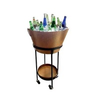 Seau à glace moderne en métal fait main, refroidisseur de vin et support de bouteilles pour bar et fêtes, bacs à boissons d'Inde