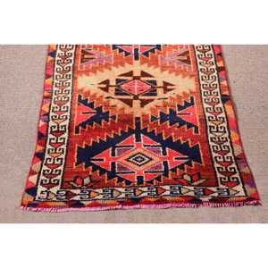 Turkish Rug, <b>Runner</b> 2.5x12.1 ft Vintage Rug, <b>Red</b> Patchwork Wool Rug - Product Image 5