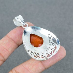 Colgante de piedras preciosas de cornalina 925 colgante de latón con forma de pera chapada en plata maciza para mujer colgante de plata joyería con sello 925 - Product Image 4