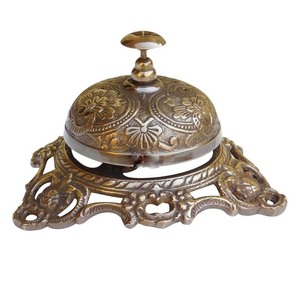 High Quality Embossed Design Nautical Brass <b>Desk</b> Bell Modern Polished Metal Crafts Table Call for Home Office Reception - Product Image 1
