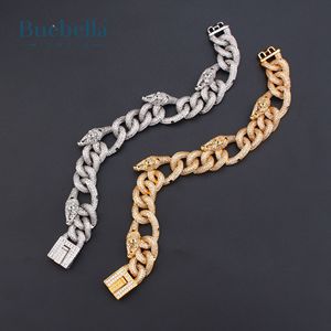 18K Gold Plated 20mm Iced Out Leopard Cuban Bracelet <b>For</b> <b>Men</b> - Product Image 4