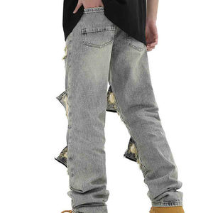 Vente chaude Denim Pantalon pour Hommes Grande Taille Style Décontracté Doux Confortable Tricoté Armure Personnalités À La Mode Denim Pantalon - Product Image 5