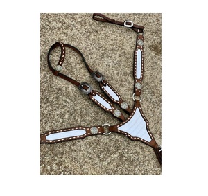 La mayoría de las ventas de cuero genuino Western Tack Set Headstall decorativo y cuello de pecho para montar De exportador indio - Product Image 6