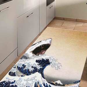 Tapis Shark Wave : Inspiré de l'art japonais, décoration moderne pour la maison, tapis à poils doux - Product Image 3