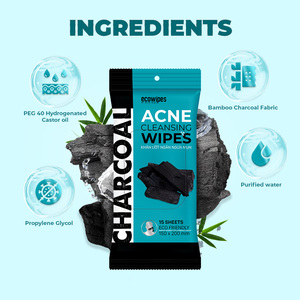 100% Bamboo Charcoal Fabric Mint Scented Feminine Anti-Acne Wipes for Women's Skin Care Ecowipes for Adults - Product Image 5