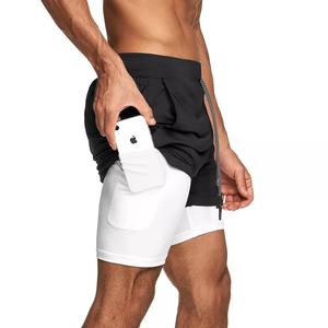 Short de course 2-en-1 pour homme, vêtement de sport noir avec cordon de serrage - Product Image 6