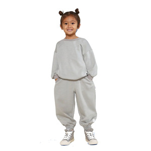 Spark Clothing High Quality Girls Winter Two Piece Solid Color Tracksuit 100% Cotton Lightweight Custom Made Jogging Suit - Product Image 1
